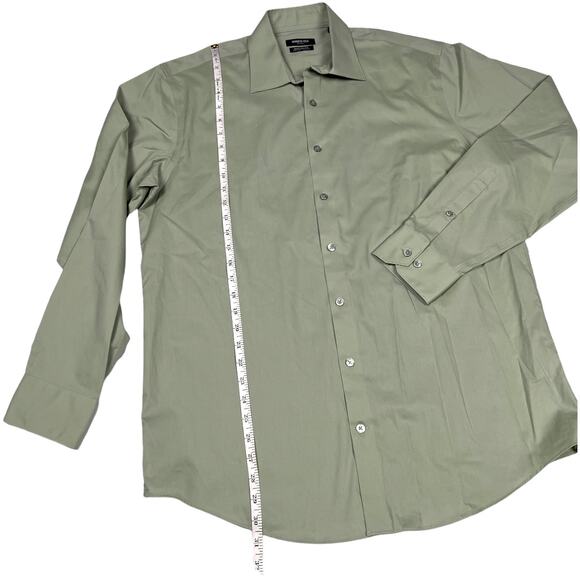 Kenneth Cole Button Front Shirt Non-Iron Regular Fit Green Long Sleeve Men's XL - Picture 5 of 8